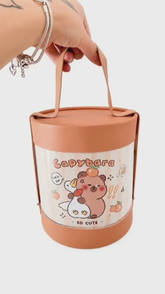 Coffret Cylindrique Kawaii Capybara – Édition Premium