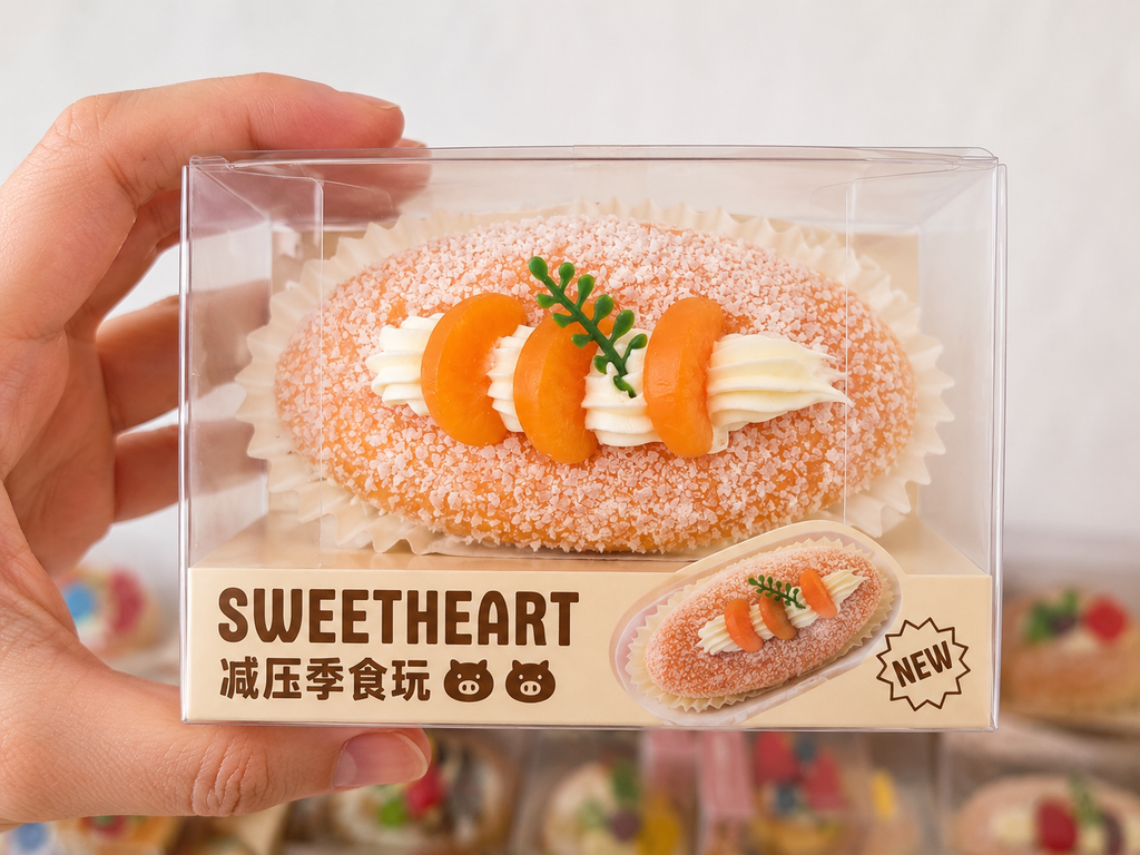 Squishy Éclair Sweetheart Kawaii Aimanté 🍋🧡 – Boîte Vitrine