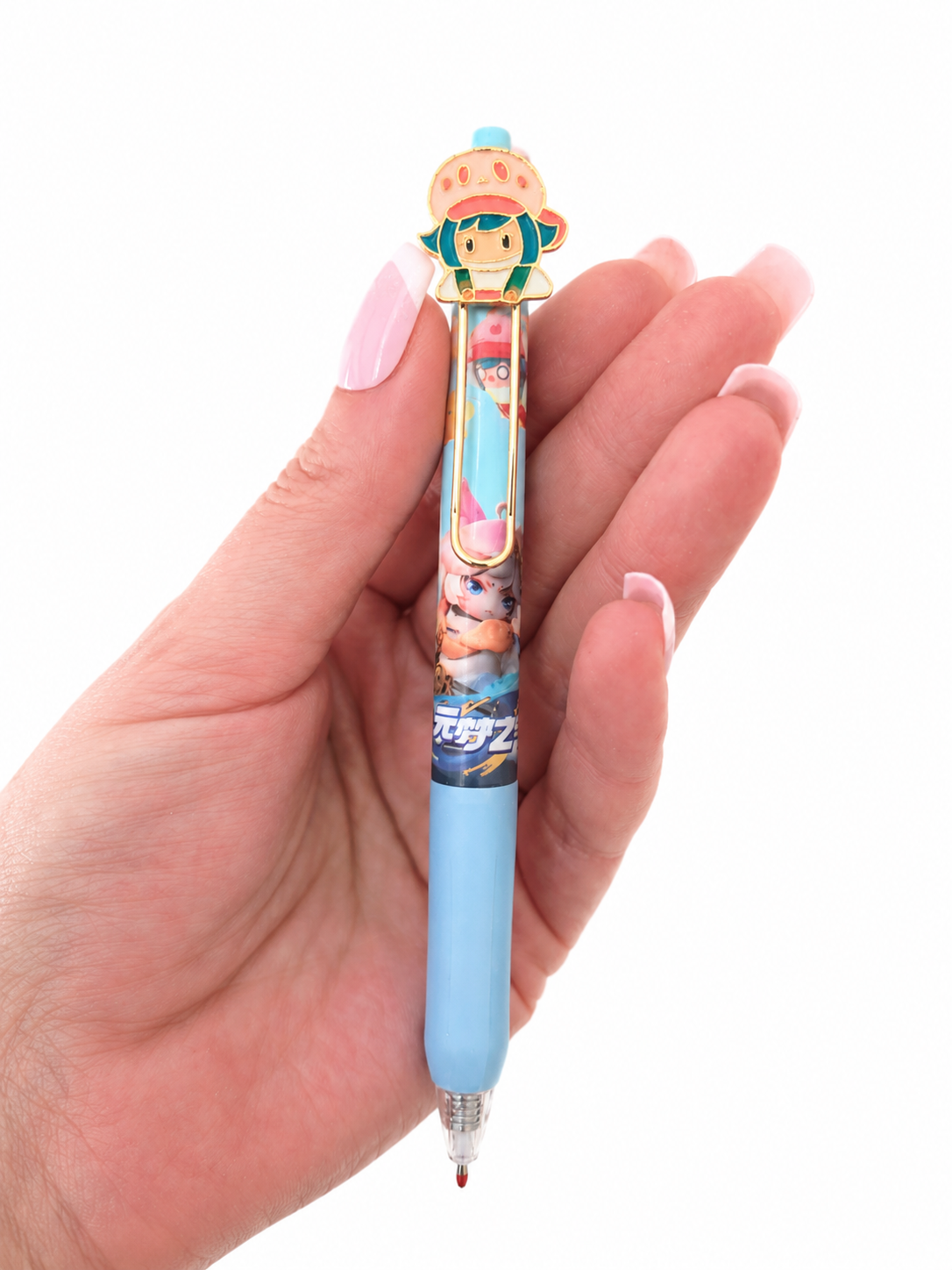 Stylo gel kawaii personnage anime charm doré 💛
