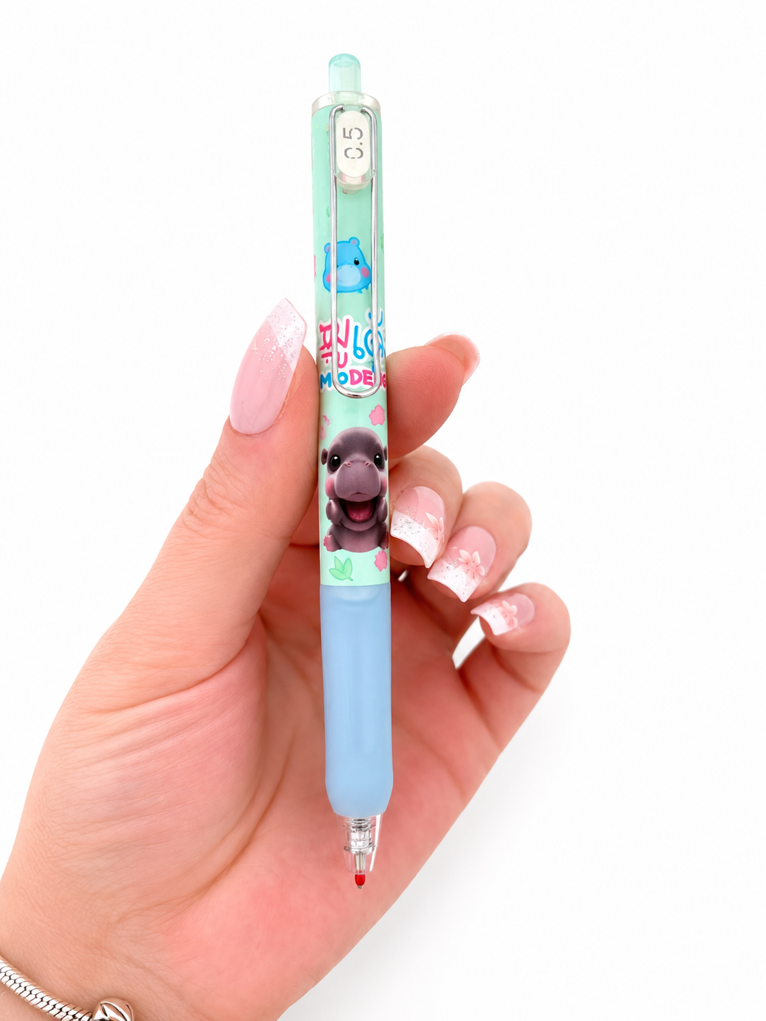 Stylo gel kawaii Moo Deng Hippo 🦛