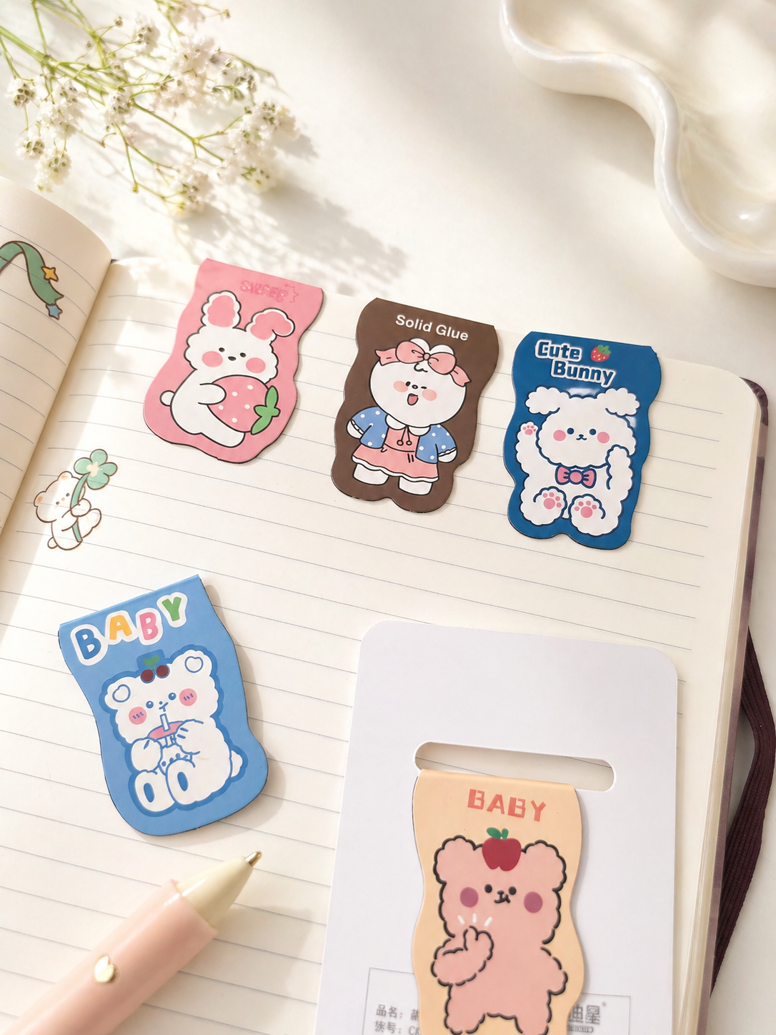 Marque-page magnétique kawaii vue de face couleurs pastel – Mimisu
