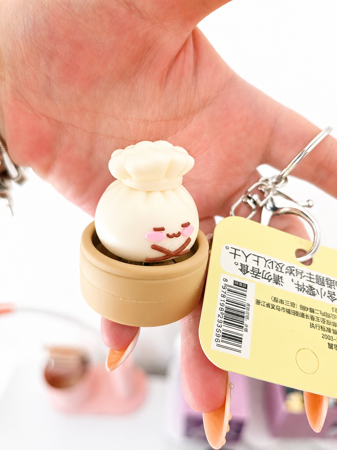 Porte-clé Baozi Kawaii à Cliquet 🥟 – Petit Pain Vapeur Mignon pour Sac