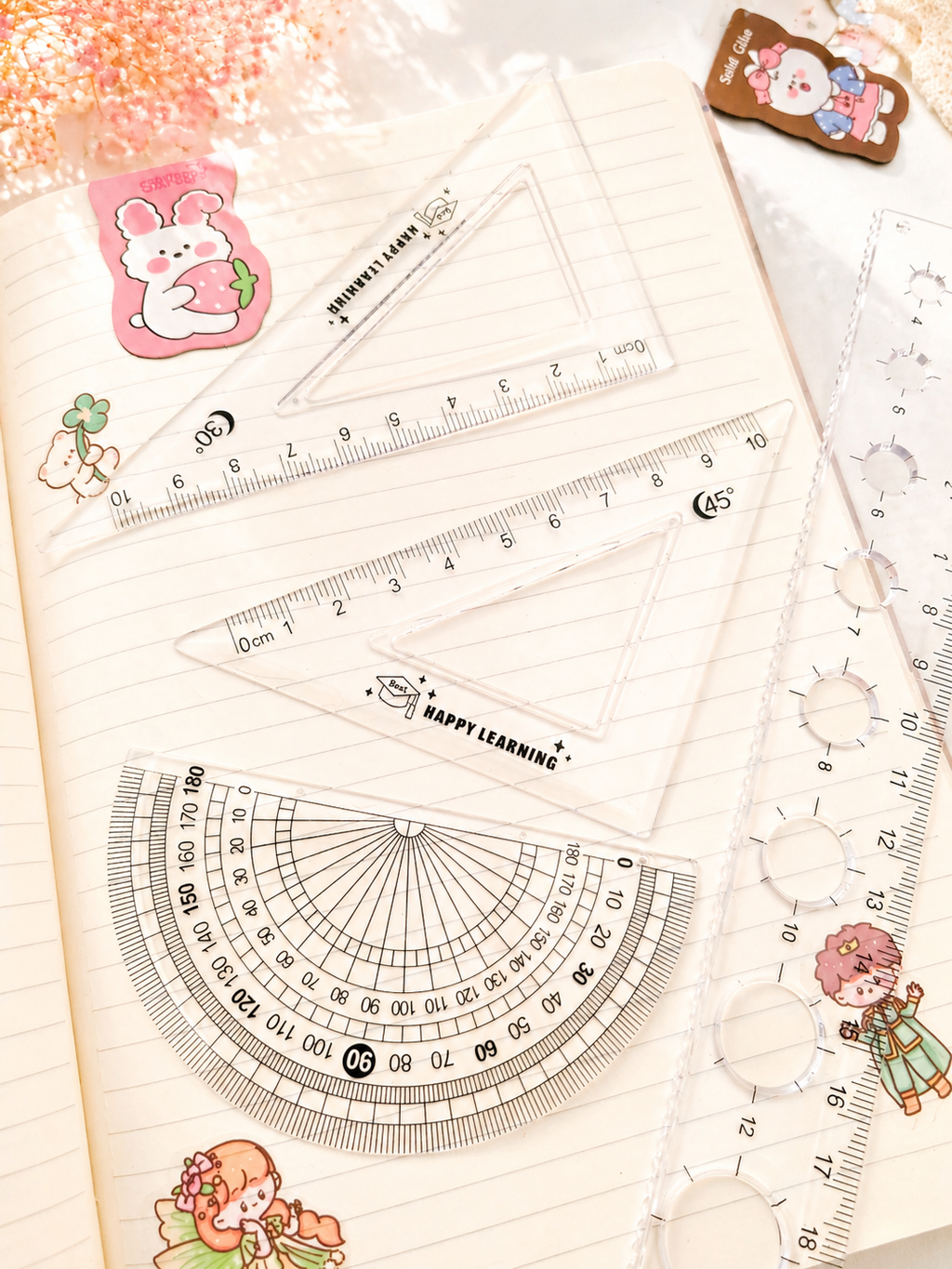 Set de règles kawaii Capybara posé sur un bureau pastel – Mimisu
