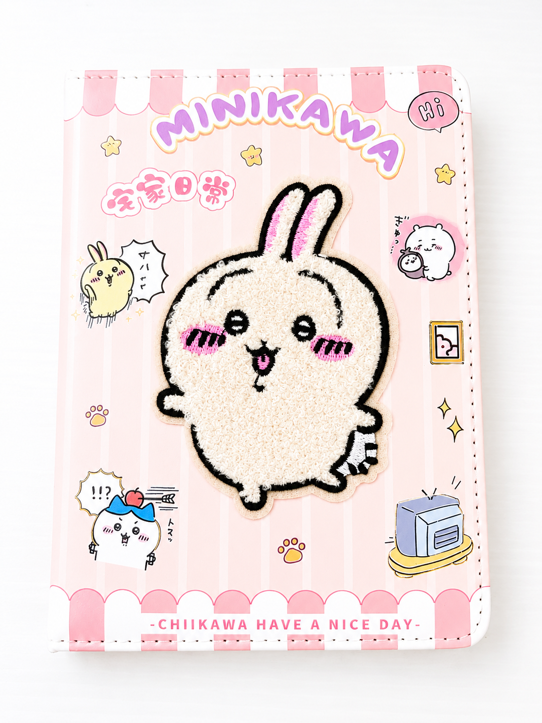 Carnet Chiikawa Minikawa ouvert pour montrer les pages illustrées intérieures – Mimisu
