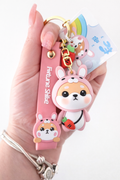 Porte-clé kawaii Shiba Inu déguisé en lapin vue de face – Mimisu
