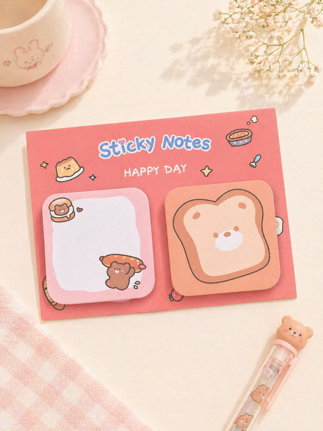 Bloc-notes kawaii Happy Day détail couverture illustrations colorées – Mimisu
