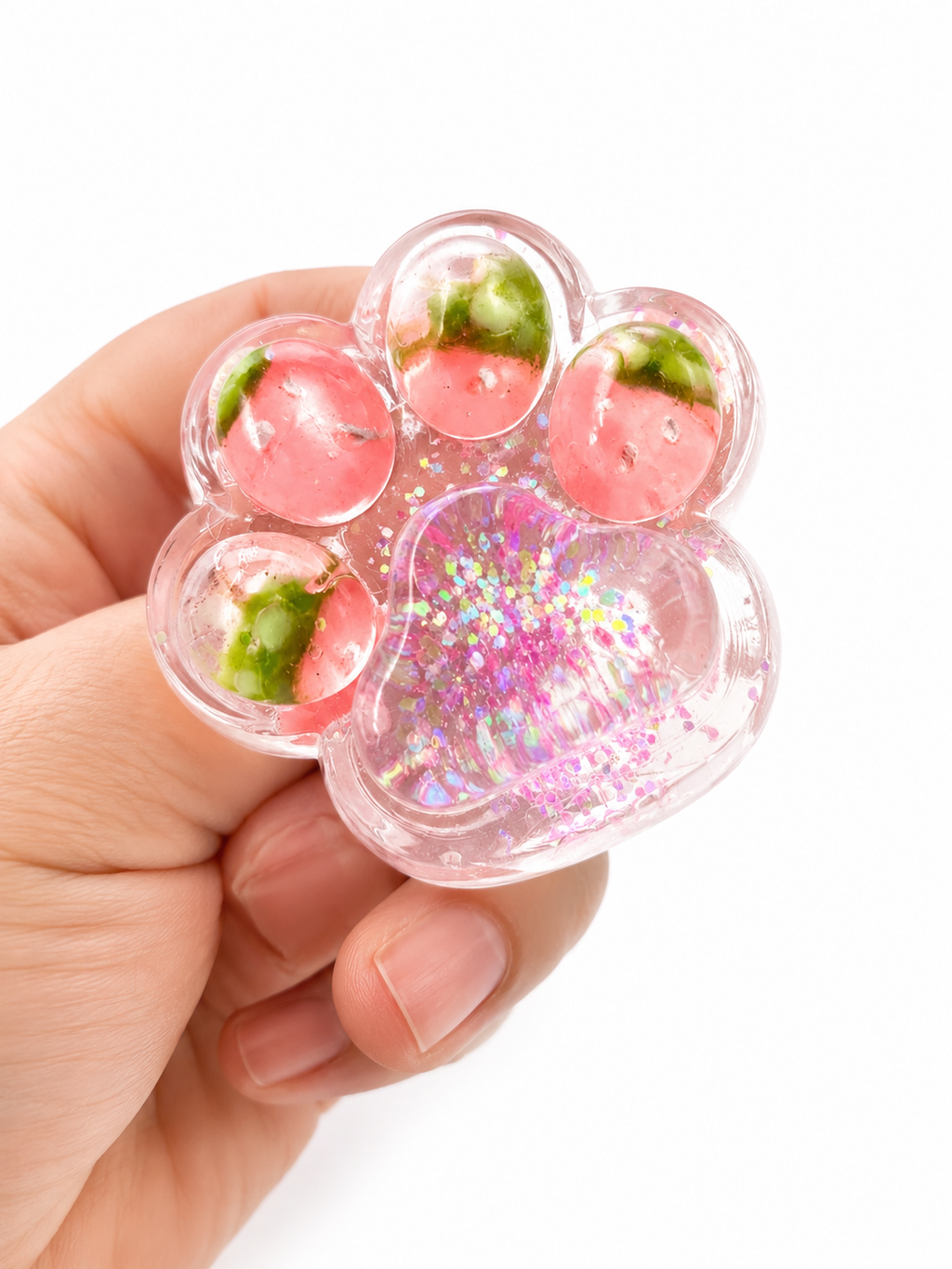 Squishy Patte de Chat Kawaii 🐾 – Squeeze Anti-Stress Glitter