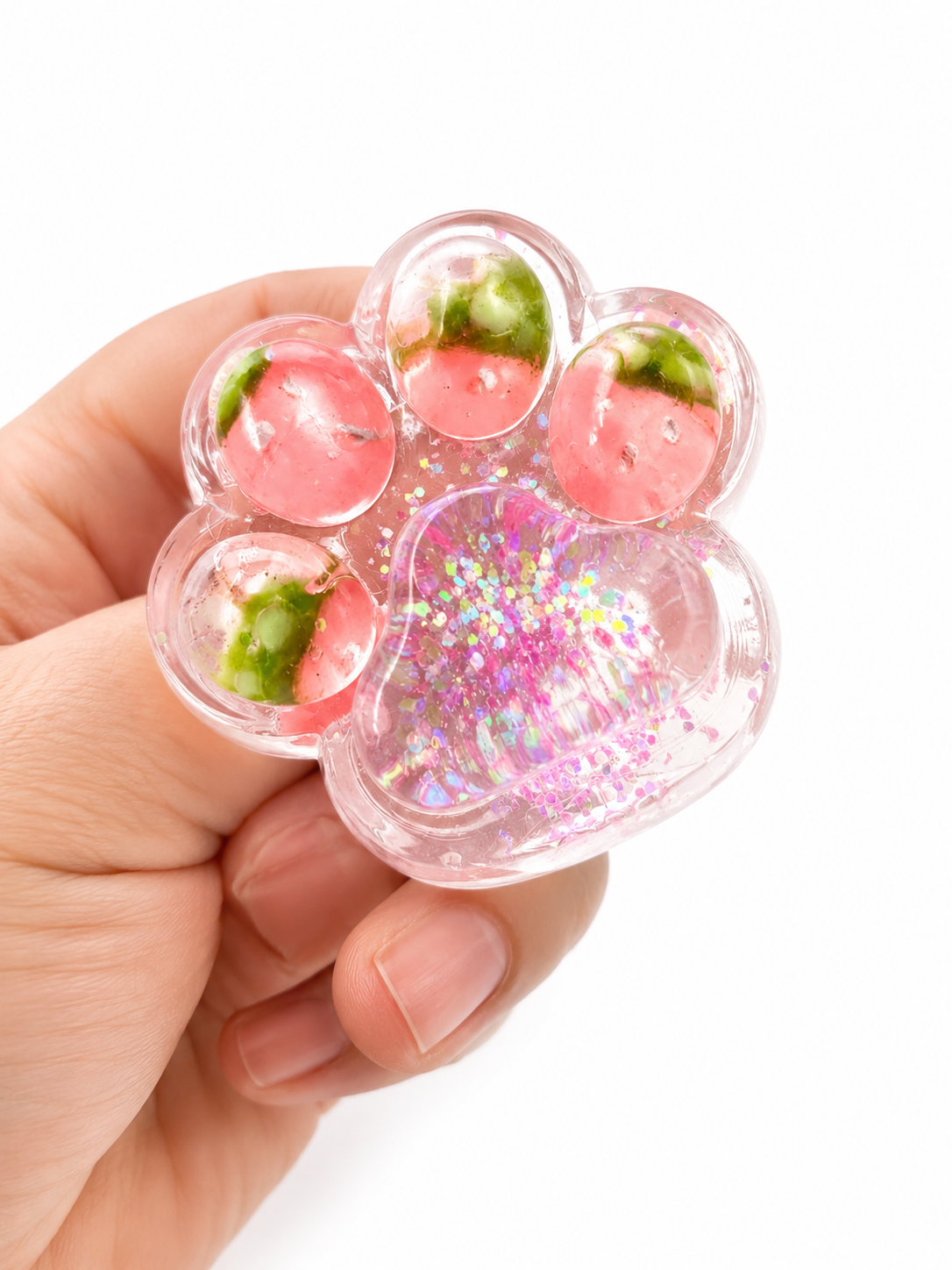 Squishy Patte de Chat Kawaii 🐾 – Squeeze Anti-Stress Glitter