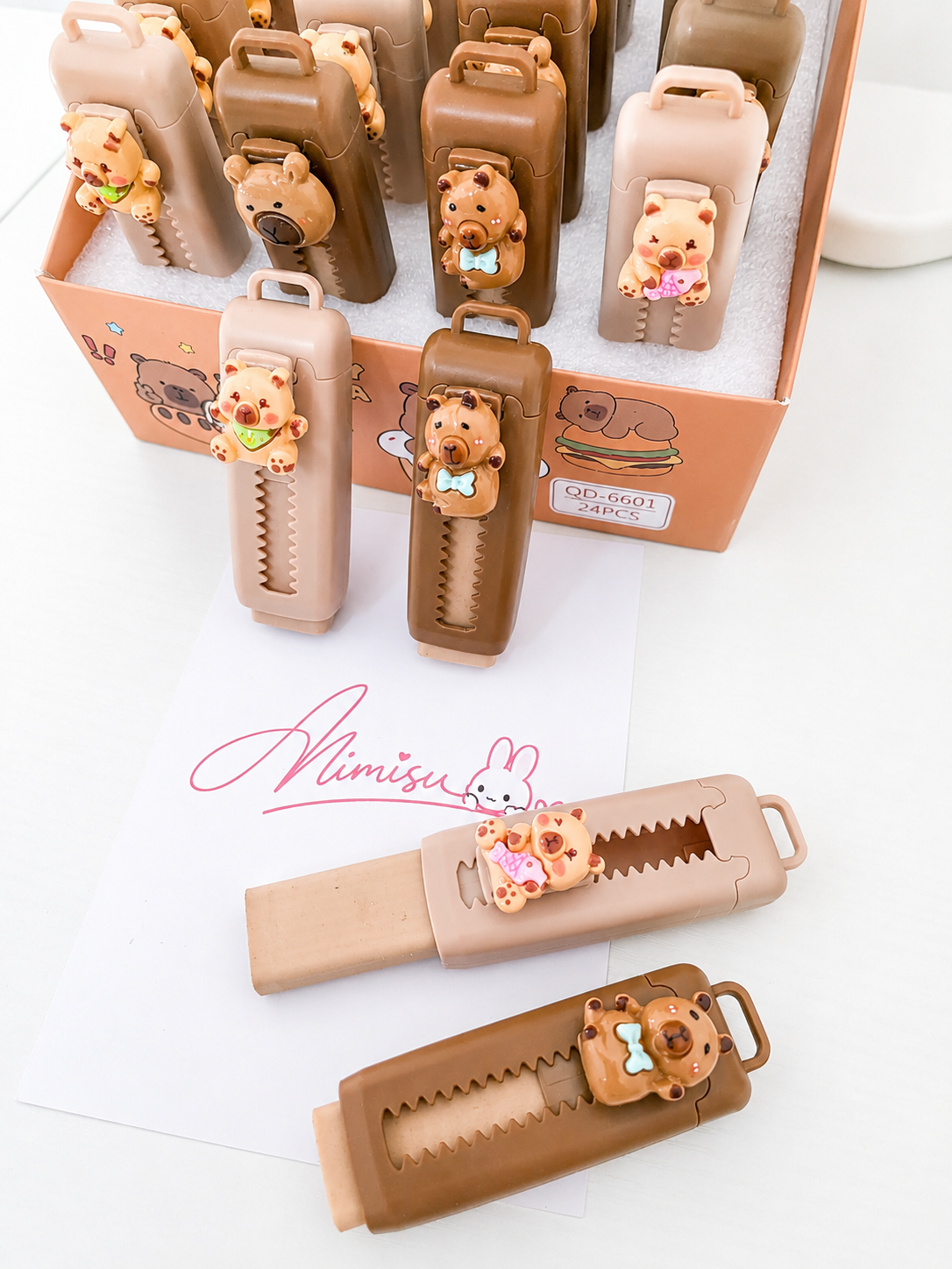 Gomme rétractable kawaii Capybara vue de face – Mimisu
