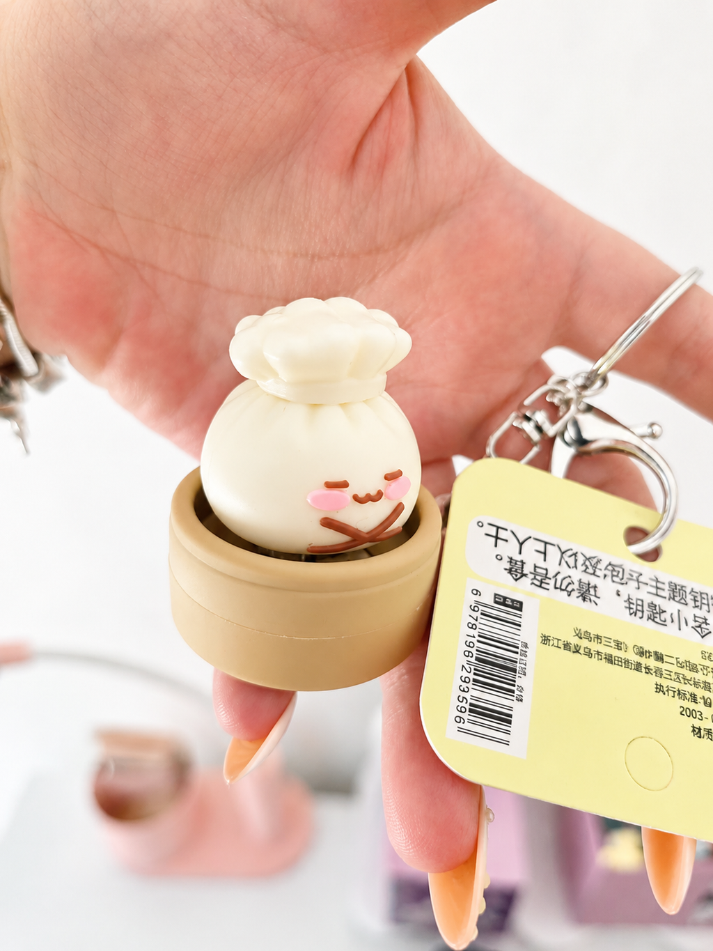 Porte-clé Baozi Kawaii à Cliquet 🥟 – Petit Pain Vapeur Mignon pour Sac
