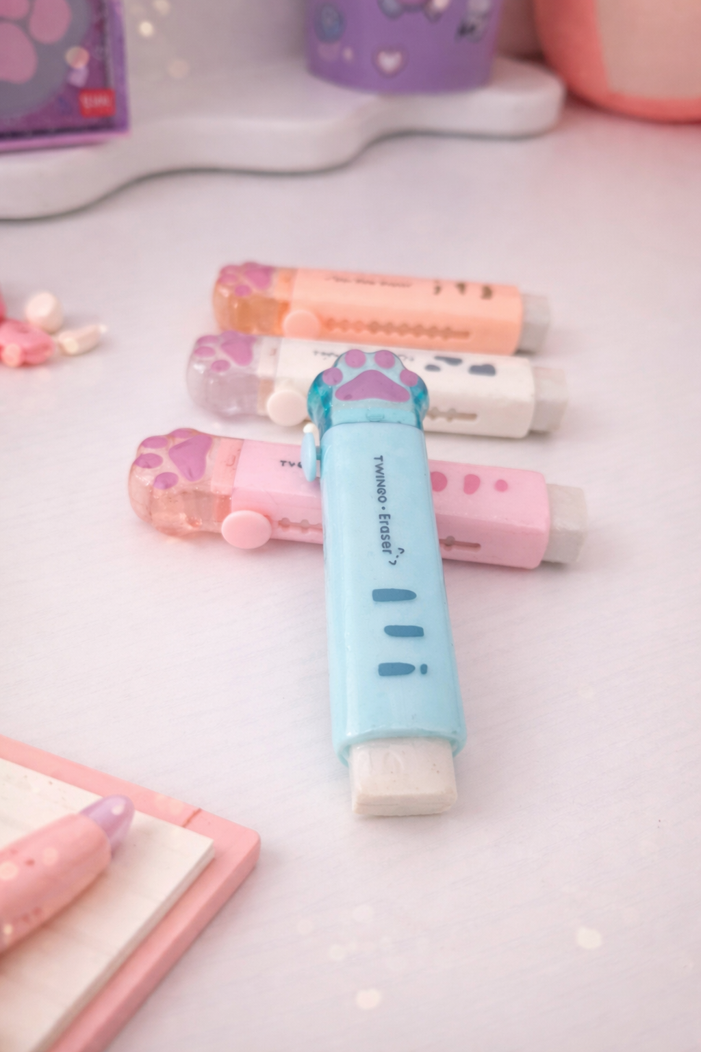 Gomme rétractable patte de chat kawaii mécanisme rétractable détail – Mimisu
