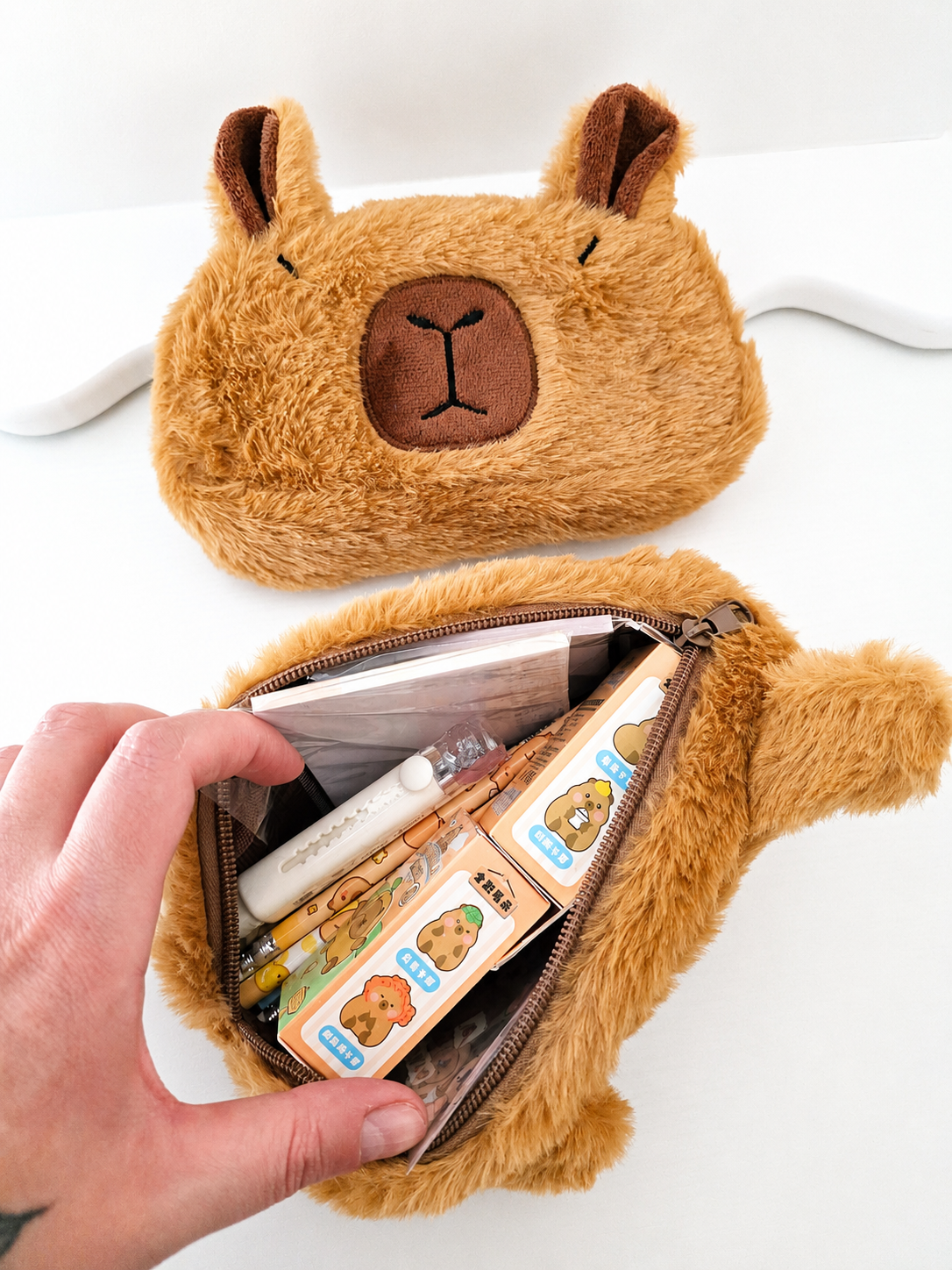 Trousse Capybara peluche kawaii vue de face – Mimisu
