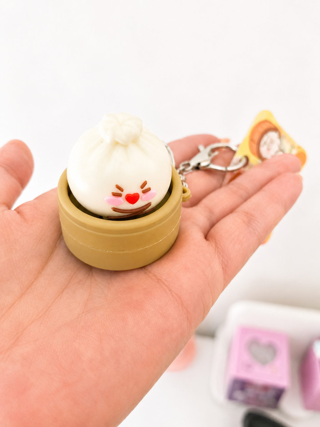 Porte-clé Baozi Kawaii à Cliquet 🥟 – Petit Pain Vapeur Mignon pour Sac