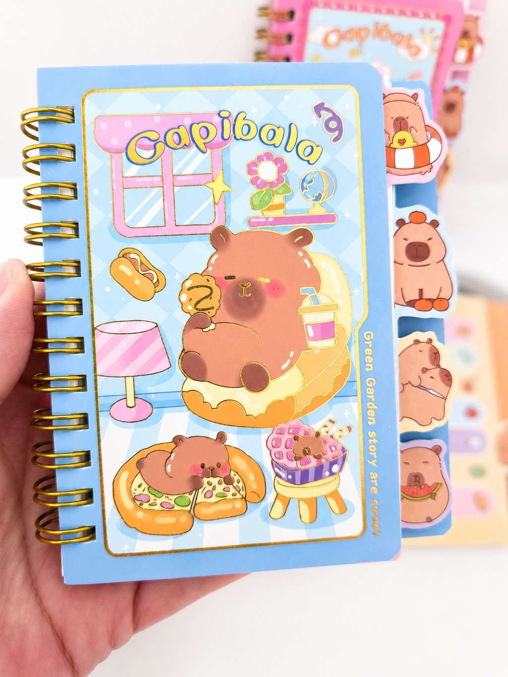 Carnet Kawaii Capybara "Capibala" – Spirale Dorée & Onglets Repérage