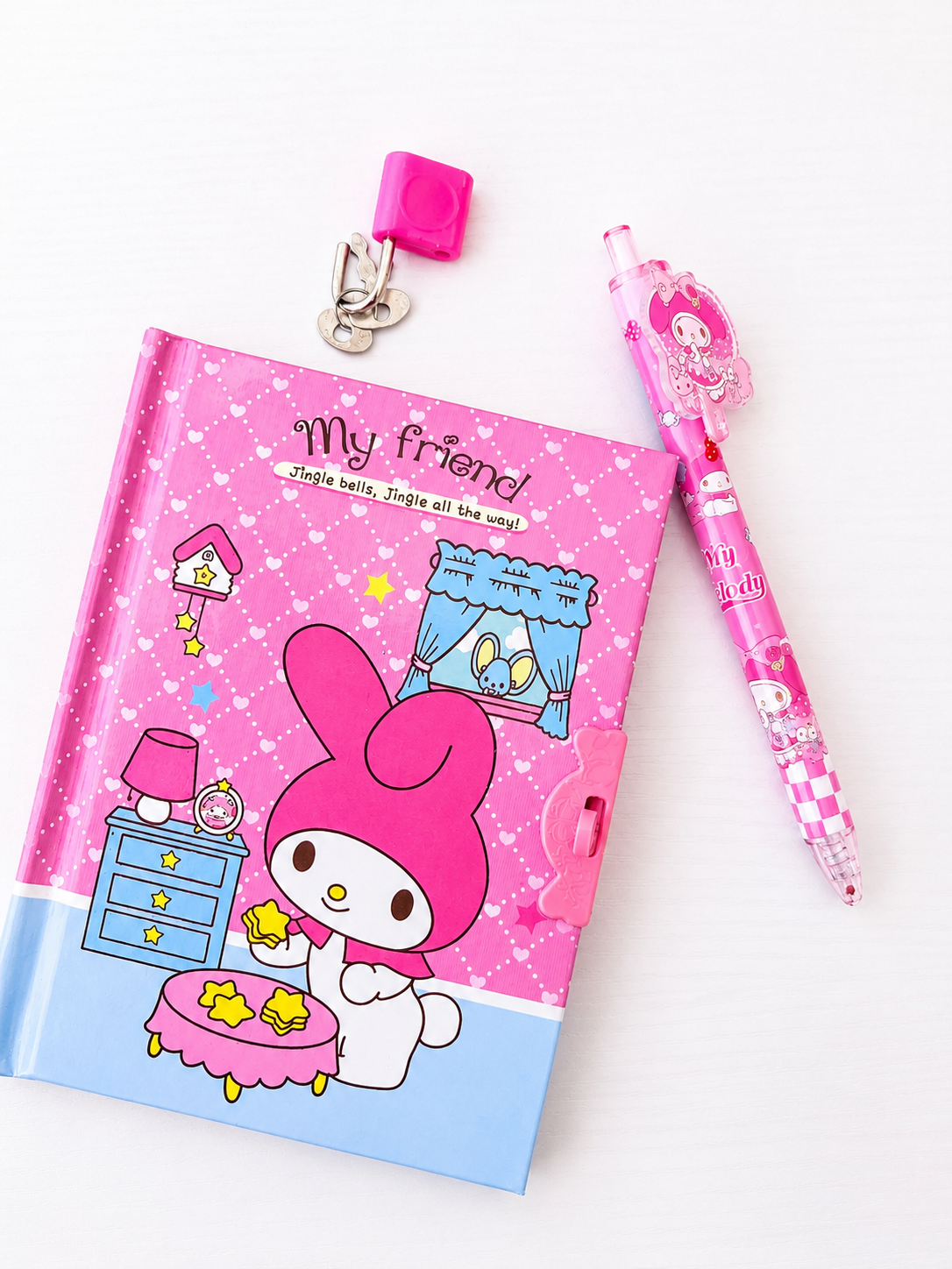 Coffret journal intime kawaii Sanrio ouvert contenu détaillé – Mimisu

