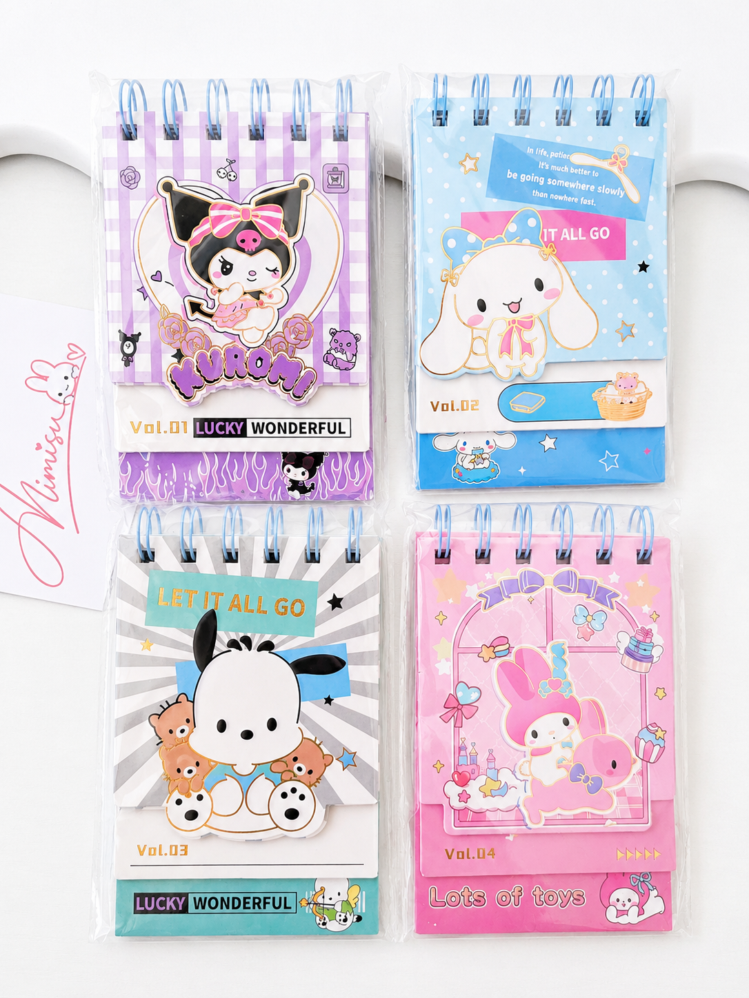 Carnet spirale kawaii Kuromi Sanrio vue de face couverture violette – Mimisu
