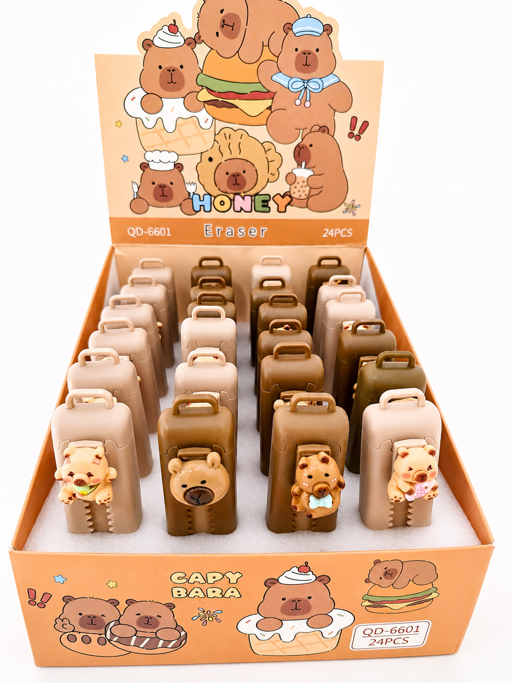Gomme rétractable kawaii Capybara posée sur un bureau pastel – Mimisu
