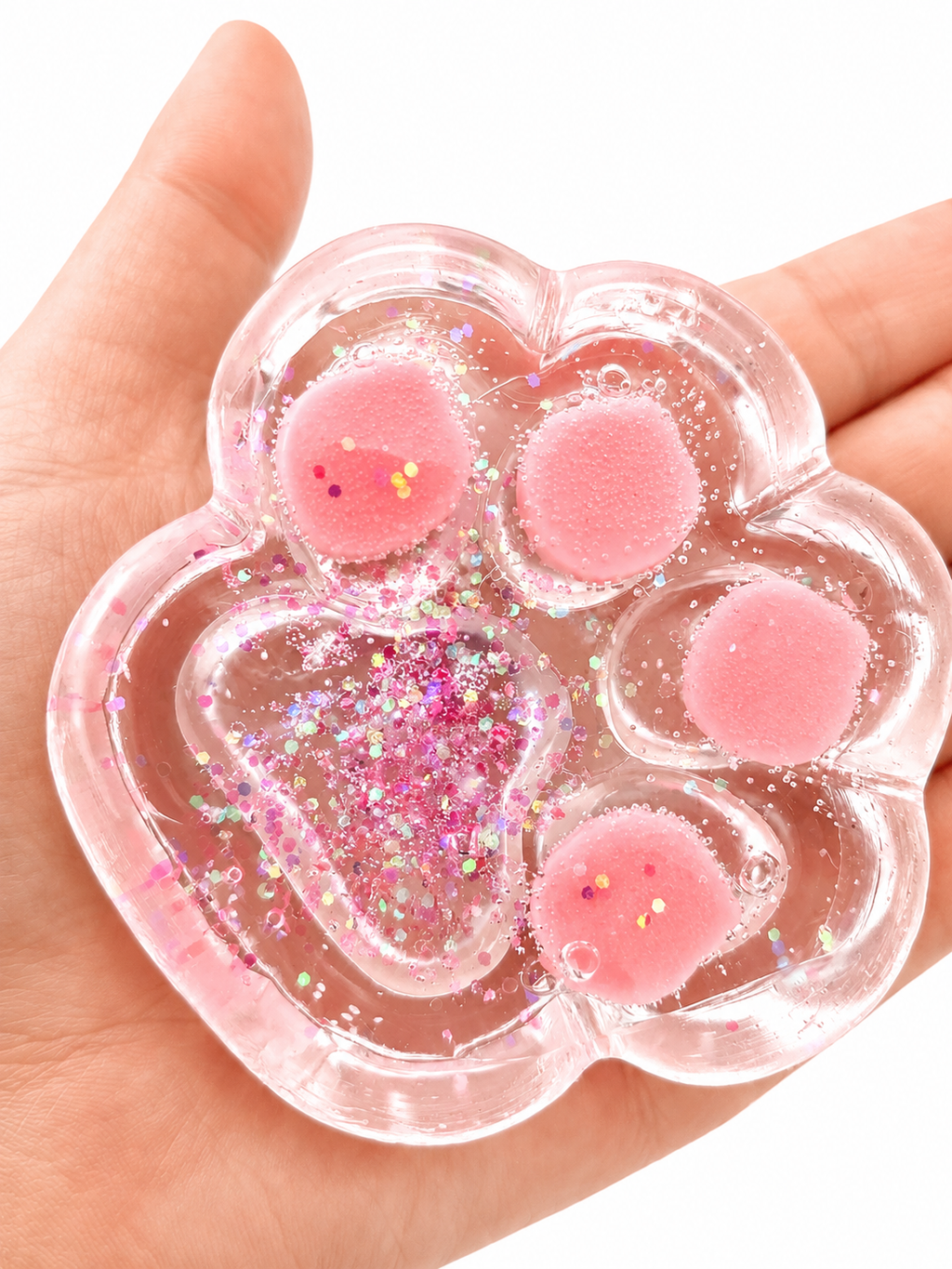 Squishy Patte de Chat Kawaii 🐾 – Squeeze Anti-Stress Glitter