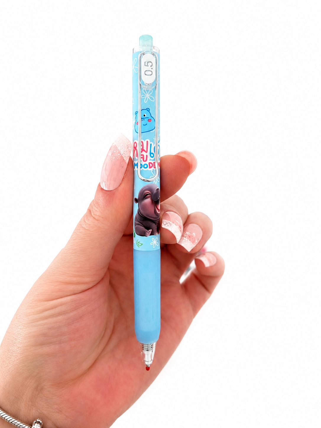 Stylo gel kawaii Moo Deng Hippo 🦛