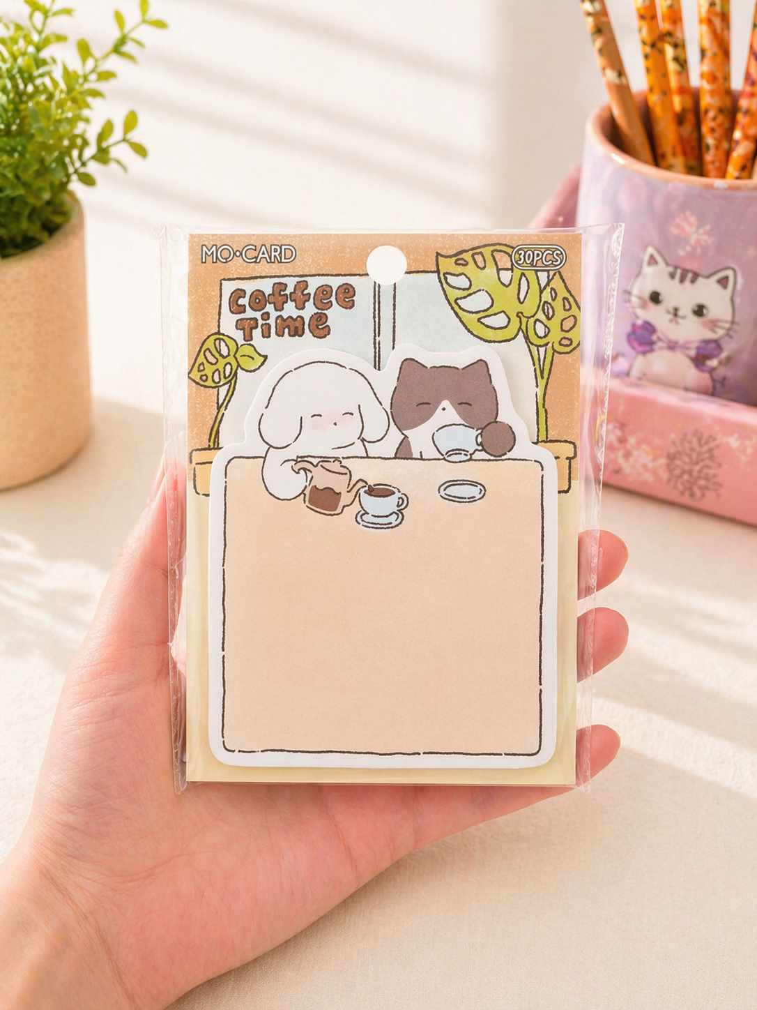 Bloc-notes kawaii chat MO·CARD sur fond blanc – Mimisu

