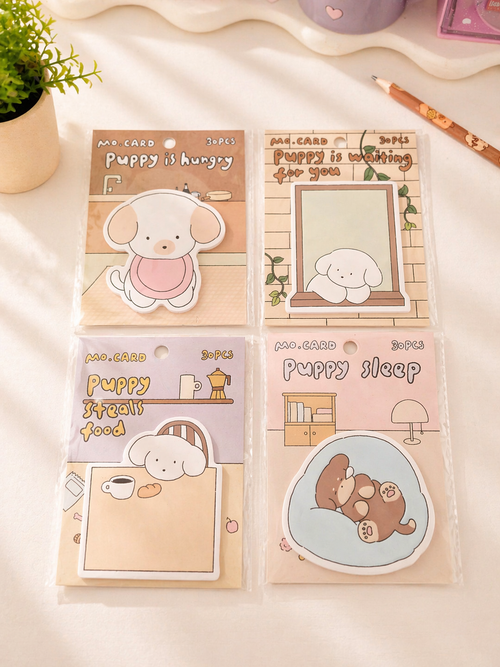 Bloc-notes adhésifs kawaii Puppy Moments détail designs chiots colorés – Mimisu
