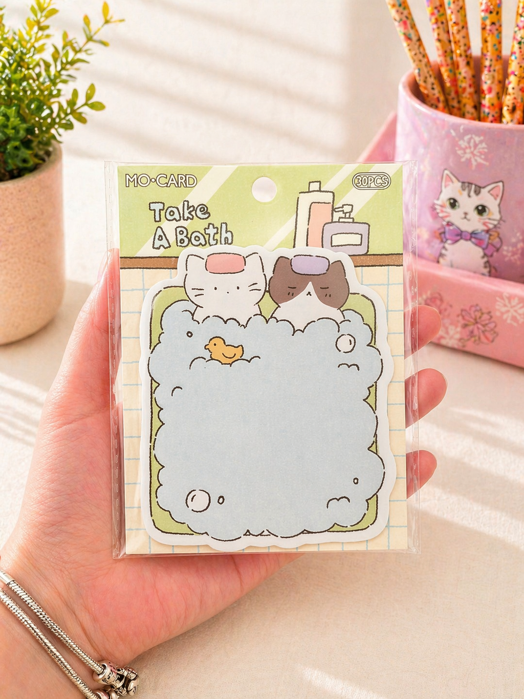 Bloc-notes kawaii chat MO·CARD 30 feuilles vue de face – Mimisu
