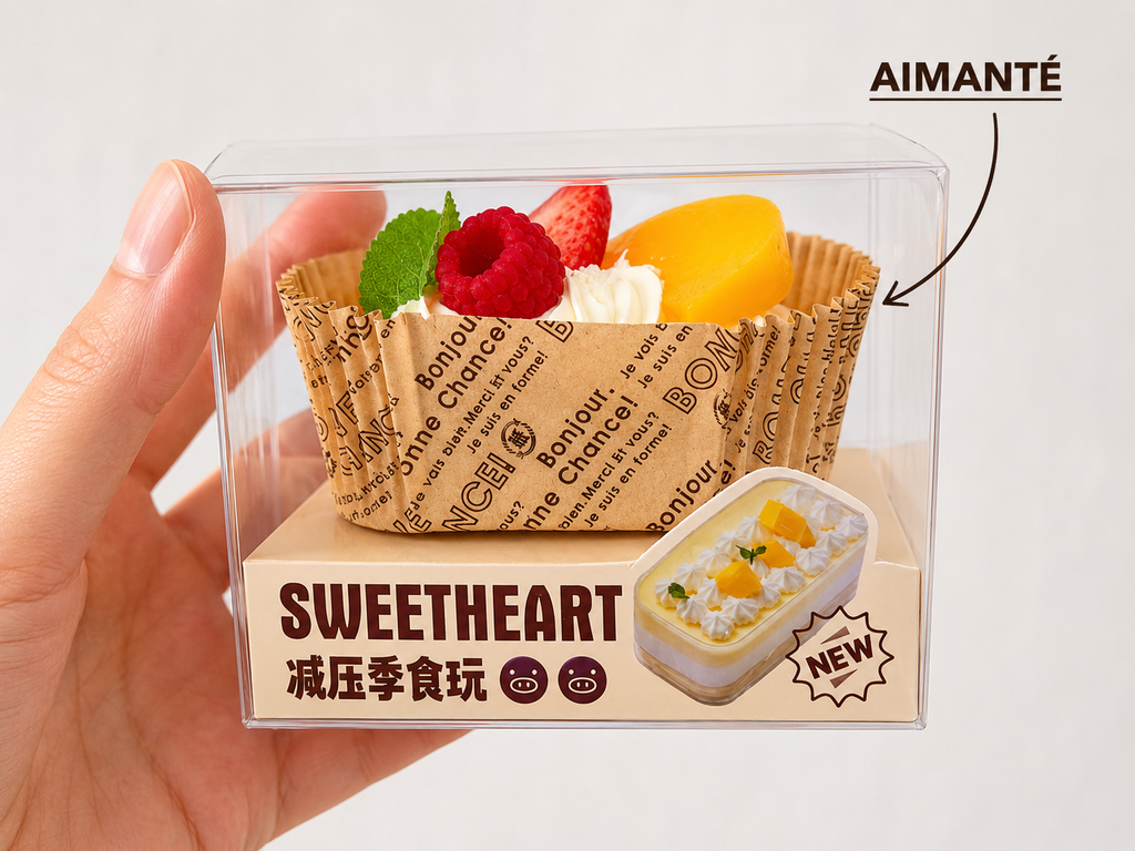 Squishy Gâteau Sweetheart Kawaii Aimanté 🎂 – Boîte Vitrine