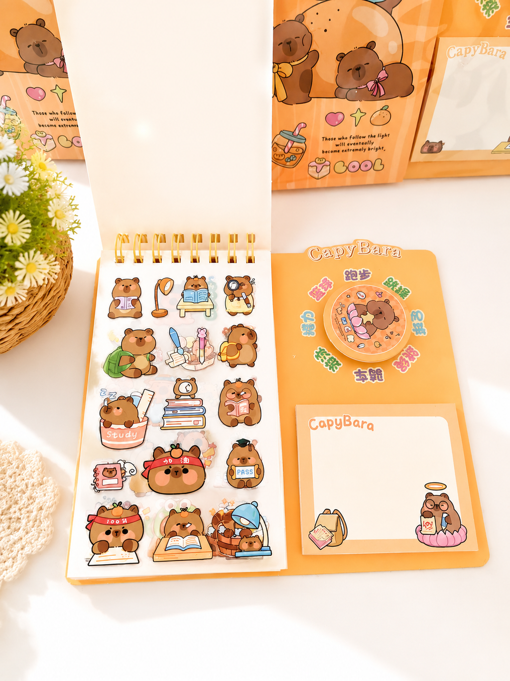Bloc-notes 3 en 1 kawaii Capybara détail couverture illustration mignonne – Mimisu
