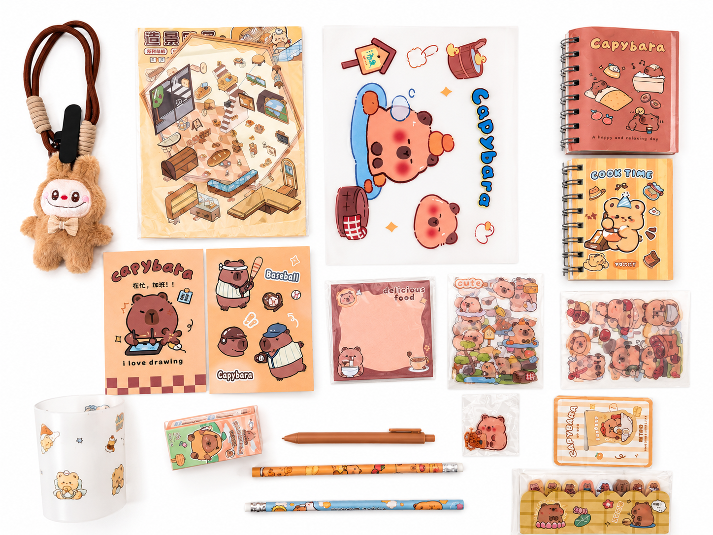 Coffret cylindrique kawaii Capybara édition premium tenu en main pour montrer la taille – Mimisu
