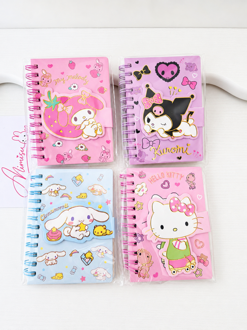 Carnet pocket Sanrio fermeture aimantée kawaii vue de face – Mimisu
