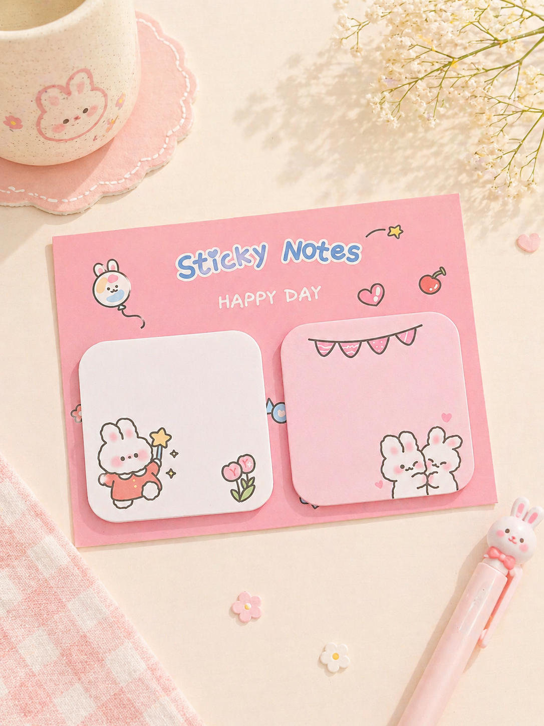 Bloc-notes kawaii Happy Day tenu en main pour montrer la taille – Mimisu
